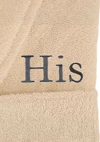 Terry Bathrobe Embroidered with His Design Bookman Font