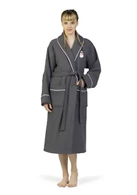 Unisex Waffle Terry Bathrobe Embroidered with Snowman Design