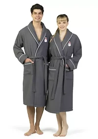 Unisex Waffle Terry Bathrobe Embroidered with Snowman Design