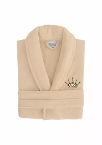 Terry Bathrobe Embroidered with Cheetah Crown Design
