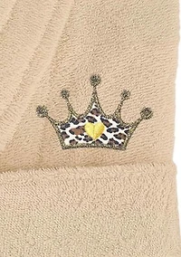 Terry Bathrobe Embroidered with Cheetah Crown Design