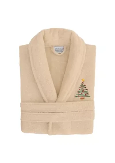 Unisex Terry Bathrobe Embroidered with Christmas Tree Design