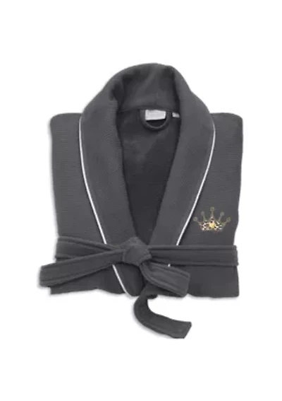 Waffle Terry Bathrobe Embroidered with Cheetah Crown Design