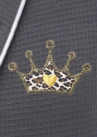 Waffle Terry Bathrobe Embroidered with Cheetah Crown Design