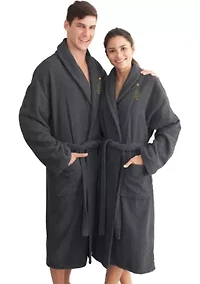 Unisex Herringbone Bathrobe Embroidered with Christmas Tree Design