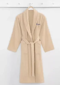 Terry Bathrobe Embroidered with Hers Design Script Font