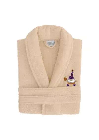 Unisex Terry Bathrobe Embroidered with Halloween Gnomes Design