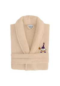 Unisex Terry Bathrobe Embroidered with Halloween Gnomes Design