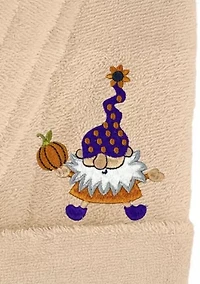 Unisex Terry Bathrobe Embroidered with Halloween Gnomes Design
