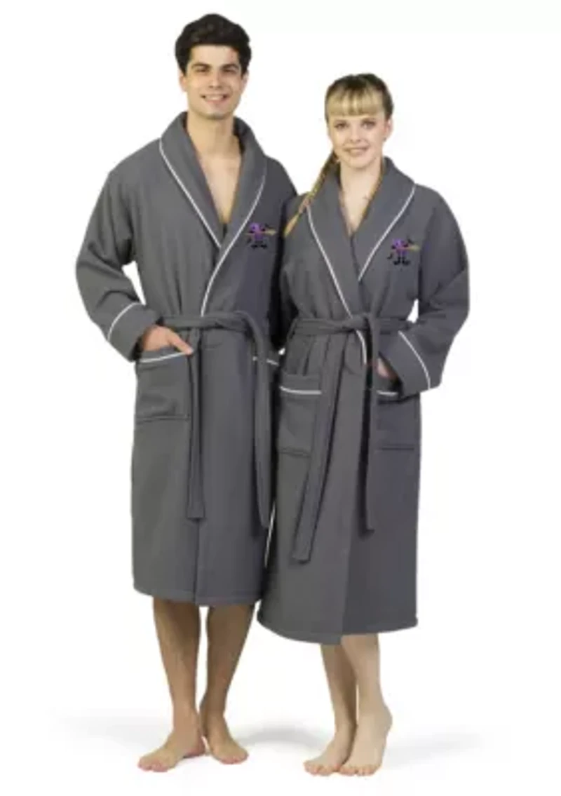 Unisex Waffle Terry Bathrobe Embroidered with Hat-Broom-Legs Design