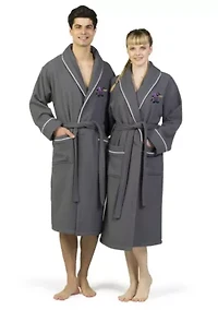 Unisex Waffle Terry Bathrobe Embroidered with Hat-Broom-Legs Design