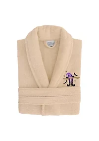 Unisex Terry Bathrobe Embroidered with Hat-Broom-Legs Design