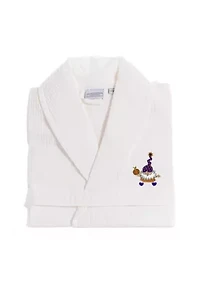 Unisex Waffle Weave Bathrobe Embroidered with Halloween Gnomes Design