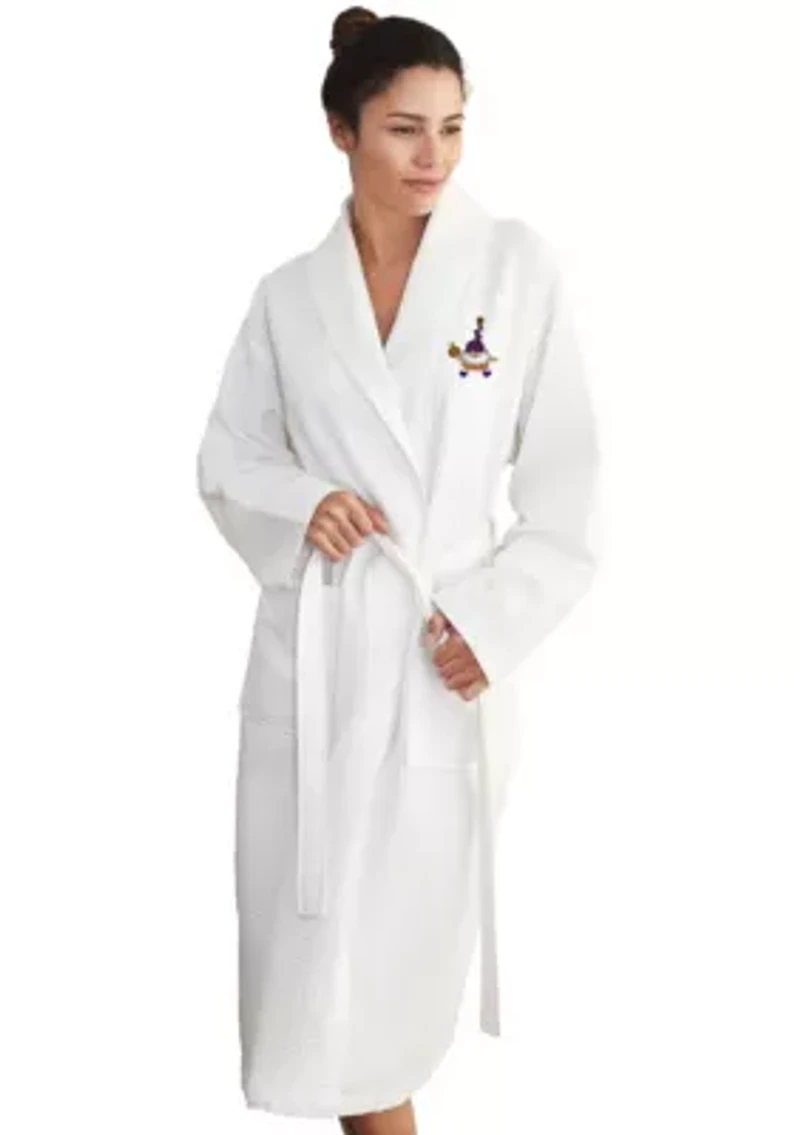 Unisex Waffle Weave Bathrobe Embroidered with Halloween Gnomes Design