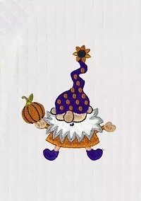 Unisex Waffle Weave Bathrobe Embroidered with Halloween Gnomes Design