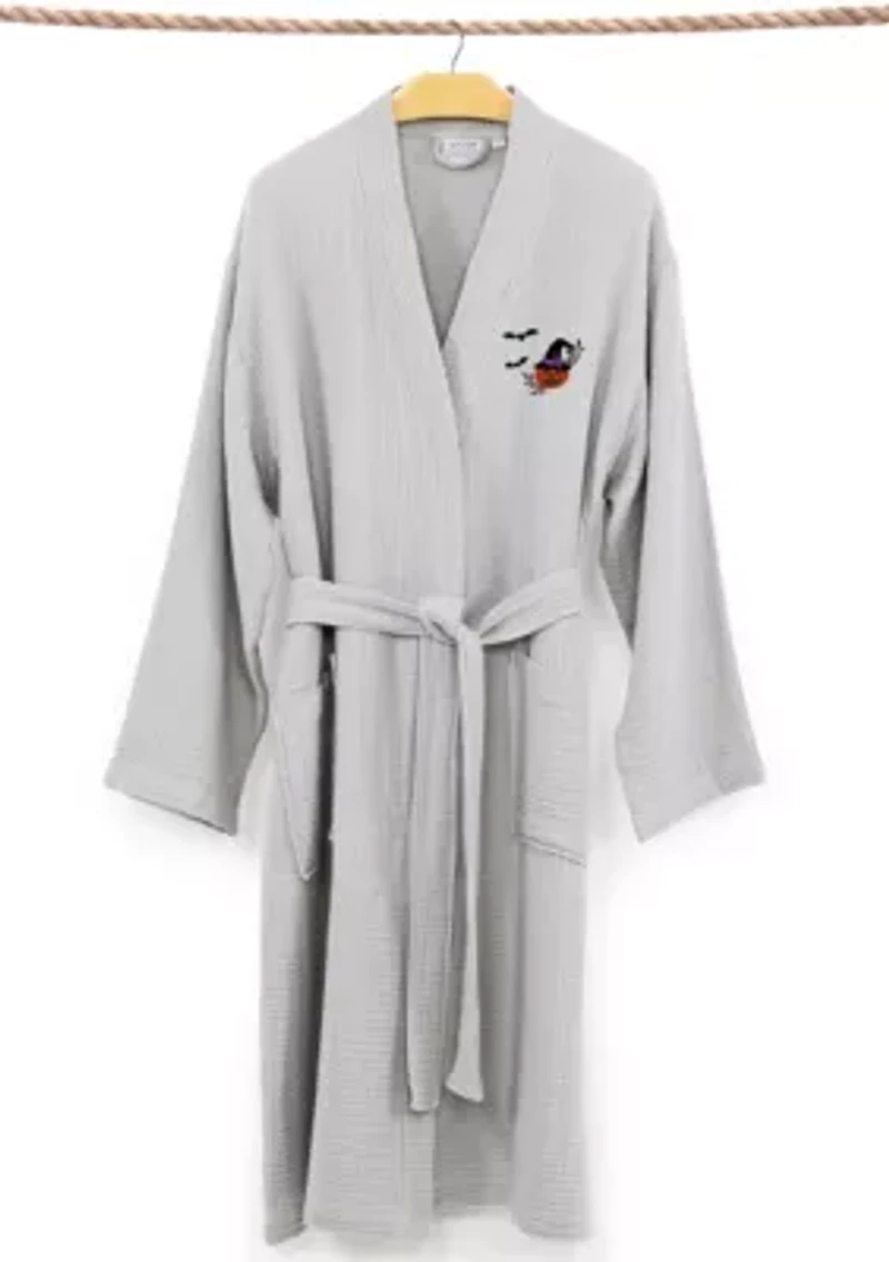 Unisex Smynra Bathrobe Embroidered with Pumpkin Head Design