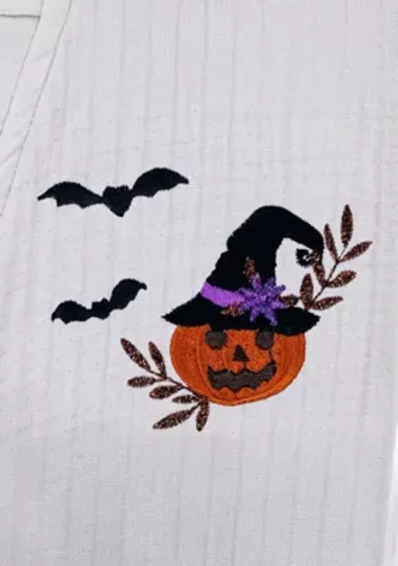 Unisex Smynra Bathrobe Embroidered with Pumpkin Head Design