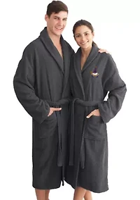 Unisex Herringbone Bathrobe Embroidered with Halloween Gnomes Design