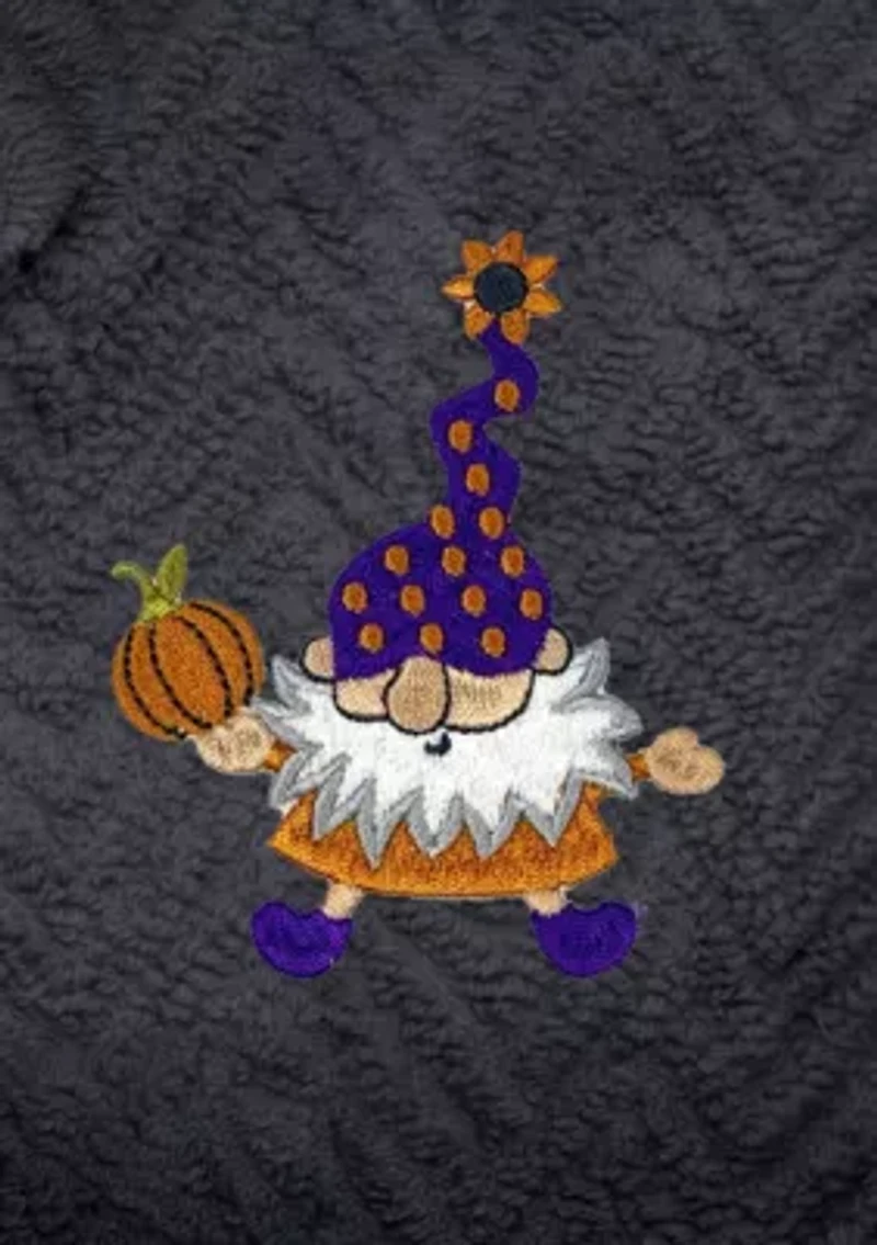Unisex Herringbone Bathrobe Embroidered with Halloween Gnomes Design