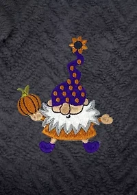 Unisex Herringbone Bathrobe Embroidered with Halloween Gnomes Design