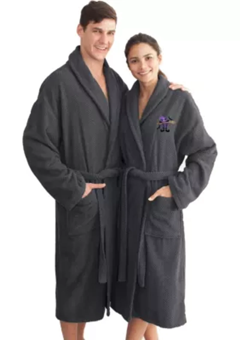 Unisex Herringbone Bathrobe Embroidered with Hat-Broom-Legs Design