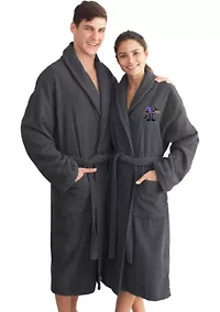 Unisex Herringbone Bathrobe Embroidered with Hat-Broom-Legs Design