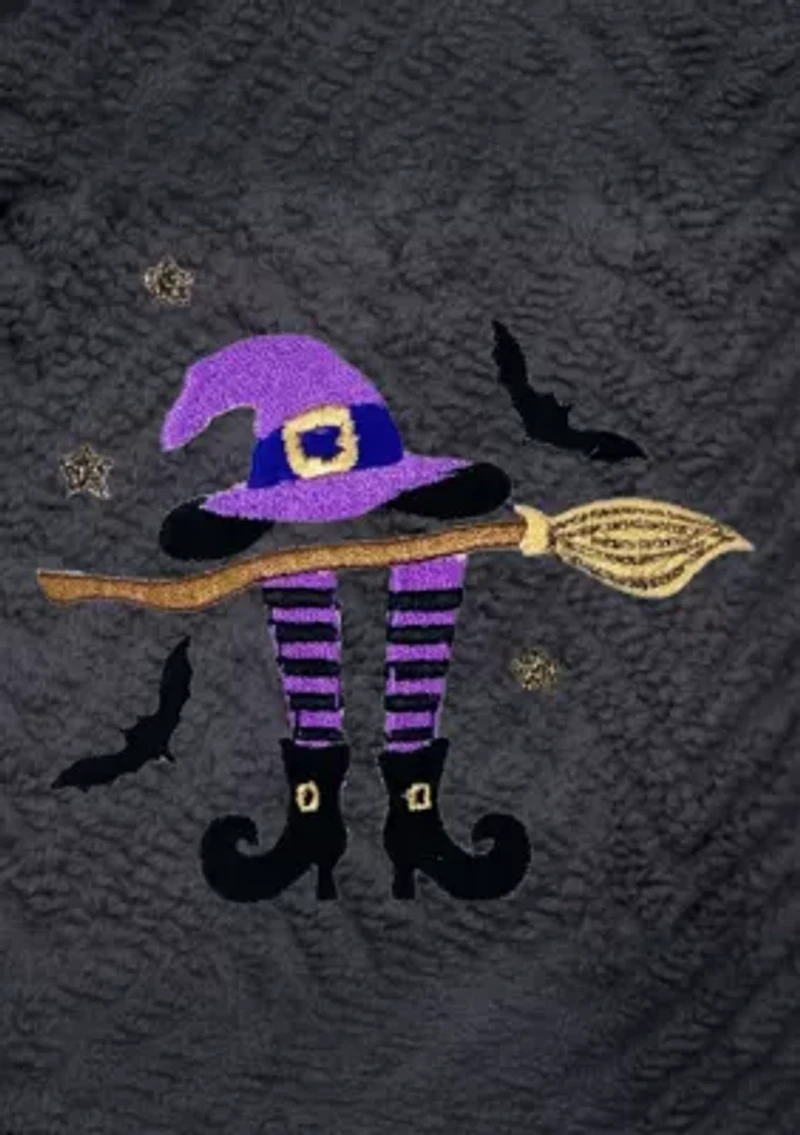 Unisex Herringbone Bathrobe Embroidered with Hat-Broom-Legs Design