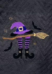 Unisex Herringbone Bathrobe Embroidered with Hat-Broom-Legs Design