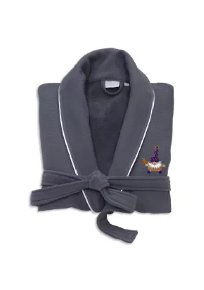 Unisex Waffle Terry Bathrobe Embroidered with Halloween Gnomes Design