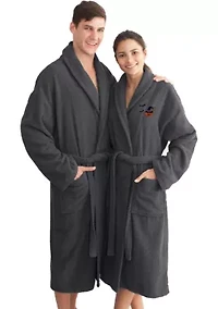 Unisex Herringbone Bathrobe Embroidered with Pumpkin Head Design
