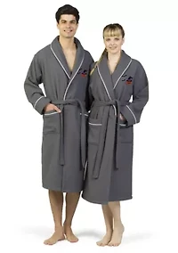 Unisex Waffle Terry Bathrobe Embroidered with Pumpkin Head Design