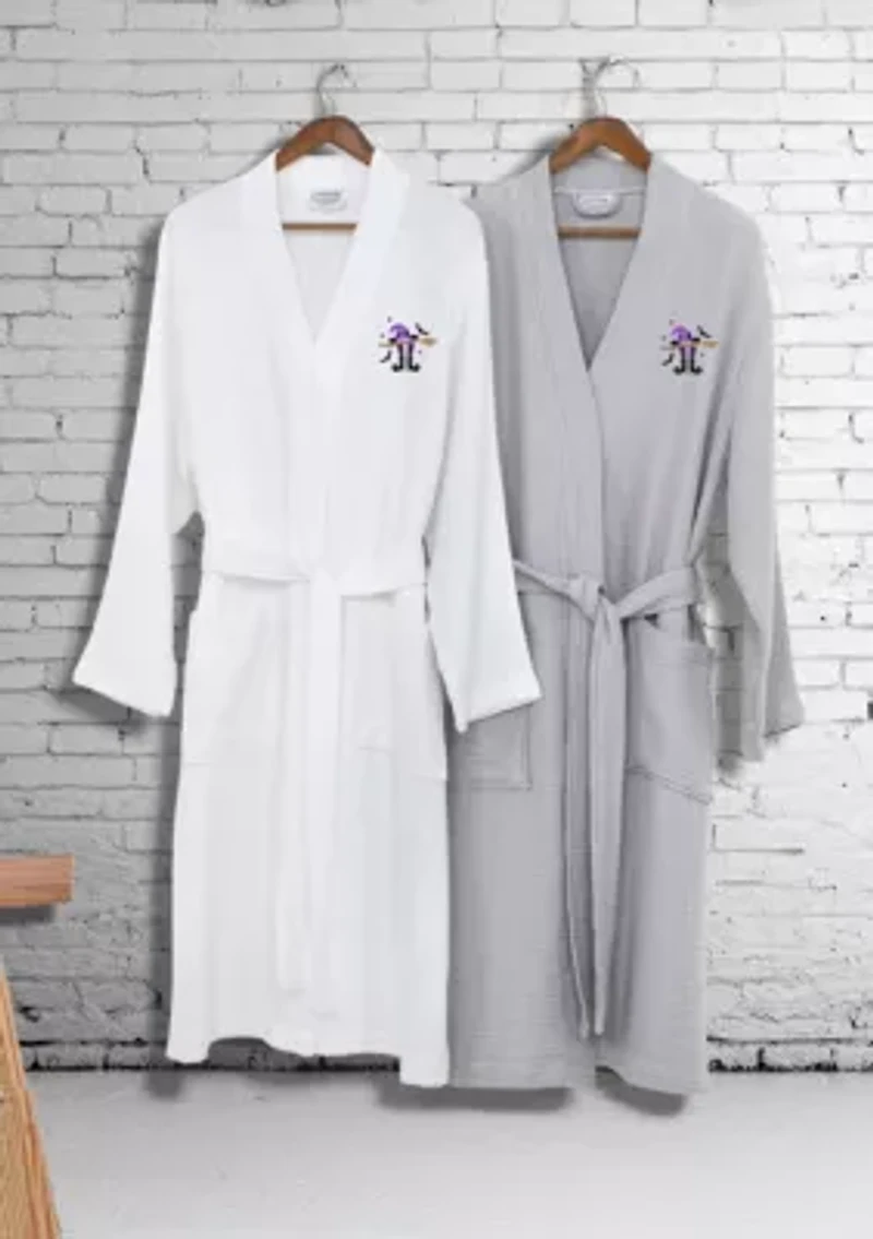 Unisex Smynra Bathrobe Embroidered with Hat-Broom-Legs Design