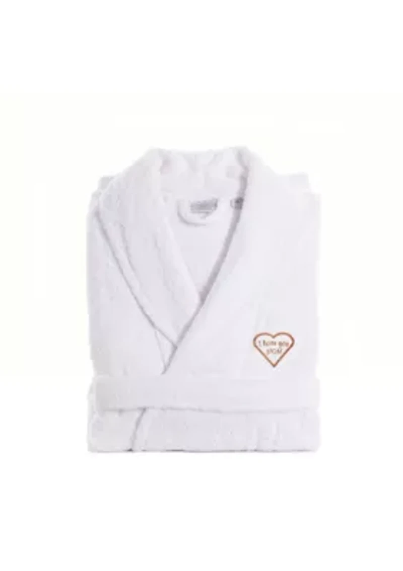 Terry Bathrobe Embroidered with I Love You Mom Design