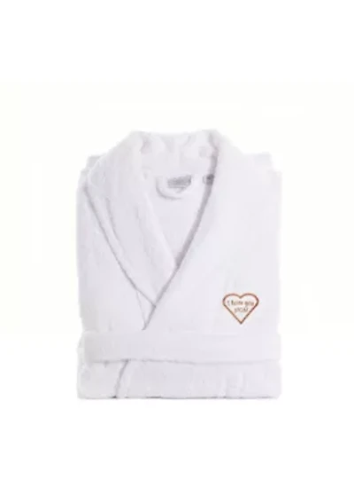 Terry Bathrobe Embroidered with I Love You Mom Design