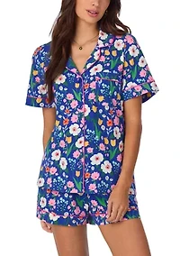 Cotton Knit Short Sleeve Boxer Pajama Set