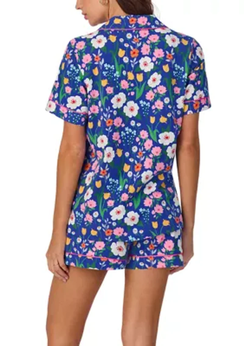 Cotton Knit Short Sleeve Boxer Pajama Set