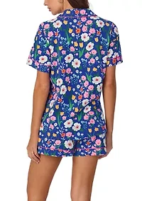 Cotton Knit Short Sleeve Boxer Pajama Set
