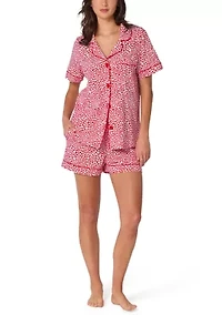 Cotton Knit Short Sleeve Boxer Pajama Set