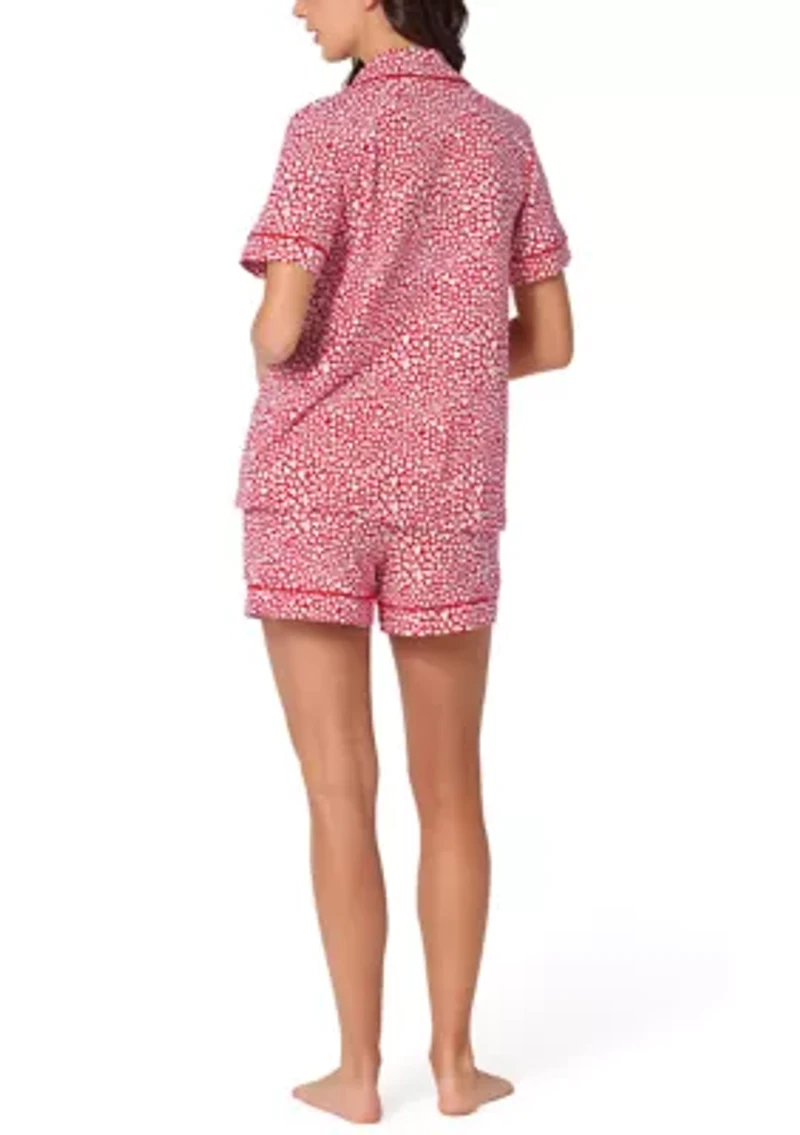 Cotton Knit Short Sleeve Boxer Pajama Set