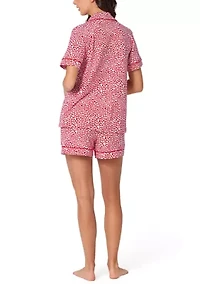Cotton Knit Short Sleeve Boxer Pajama Set