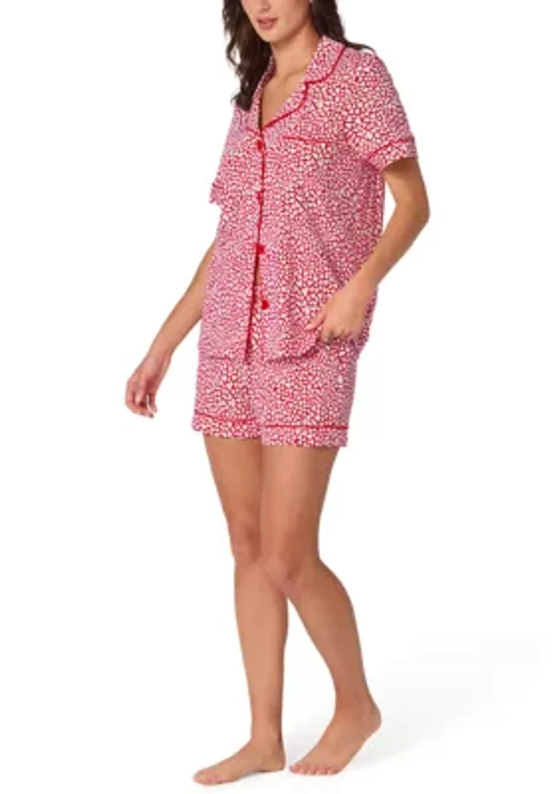 Cotton Knit Short Sleeve Boxer Pajama Set