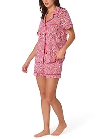 Cotton Knit Short Sleeve Boxer Pajama Set