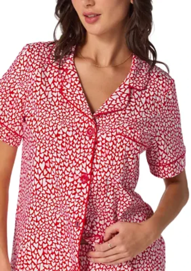 Cotton Knit Short Sleeve Boxer Pajama Set