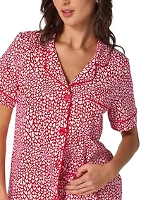 Cotton Knit Short Sleeve Boxer Pajama Set