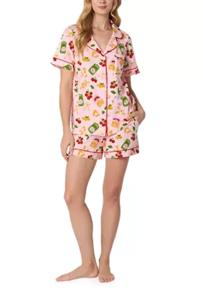 Shirt and Shorts Print Pajama Set
