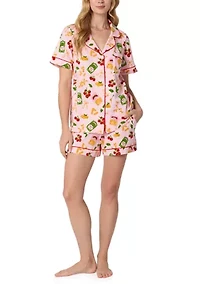 Shirt and Shorts Print Pajama Set