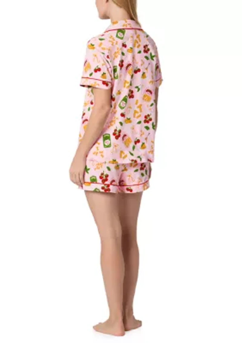 Shirt and Shorts Print Pajama Set