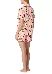 Shirt and Shorts Print Pajama Set