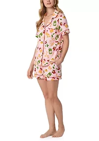 Shirt and Shorts Print Pajama Set