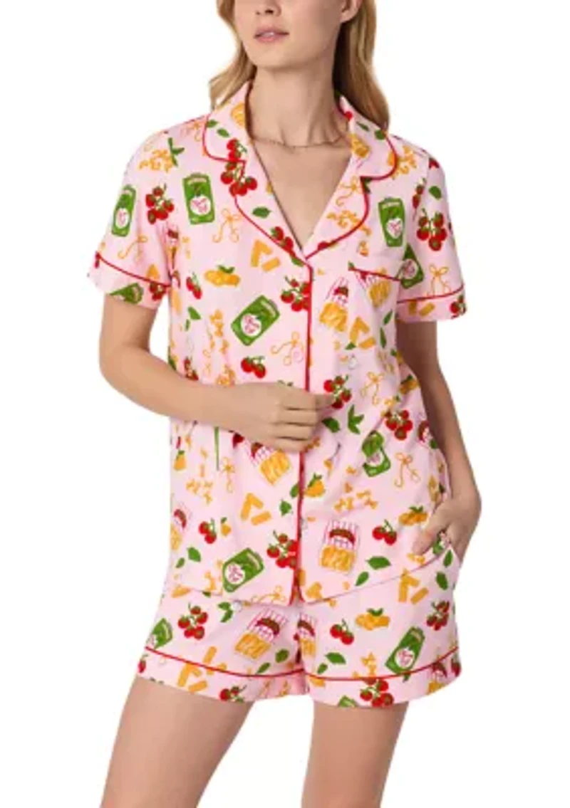 Shirt and Shorts Print Pajama Set